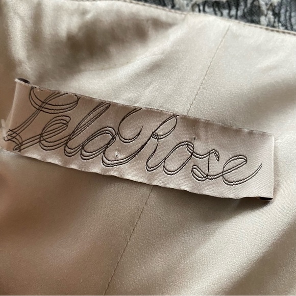 LELA ROSE Black Floral Mesh Embroidered Dress Halter Strapless Sz 8 - Picture 5 of 7